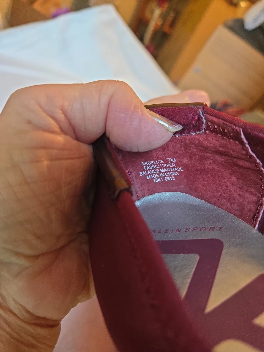 Anne Klein Burgundy Wedge Ballet Flats with Glossy Floral Toe